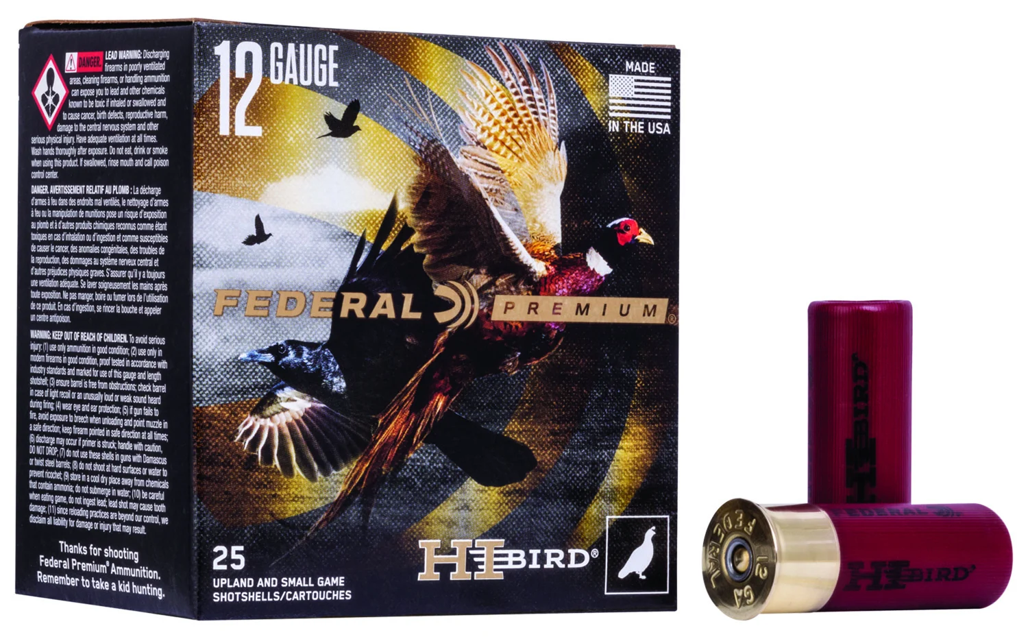 Federal HVF128 Premium Hi-Bird 12Gauge 2.75" 1 1/8oz 8Shot 25 Per Box/10 Case