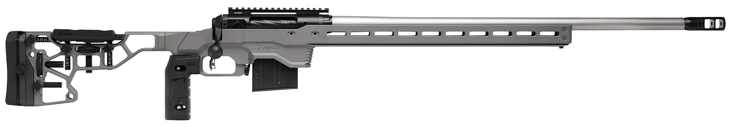 Savage Arms 57562 110 Elite Precision 338 Lapua Mag 5+1 30" Matte Stainless, Matte Black Rec, Gray Cerakote Adjustable MDT ACC Aluminum Chassis Stock (MB Not Included)