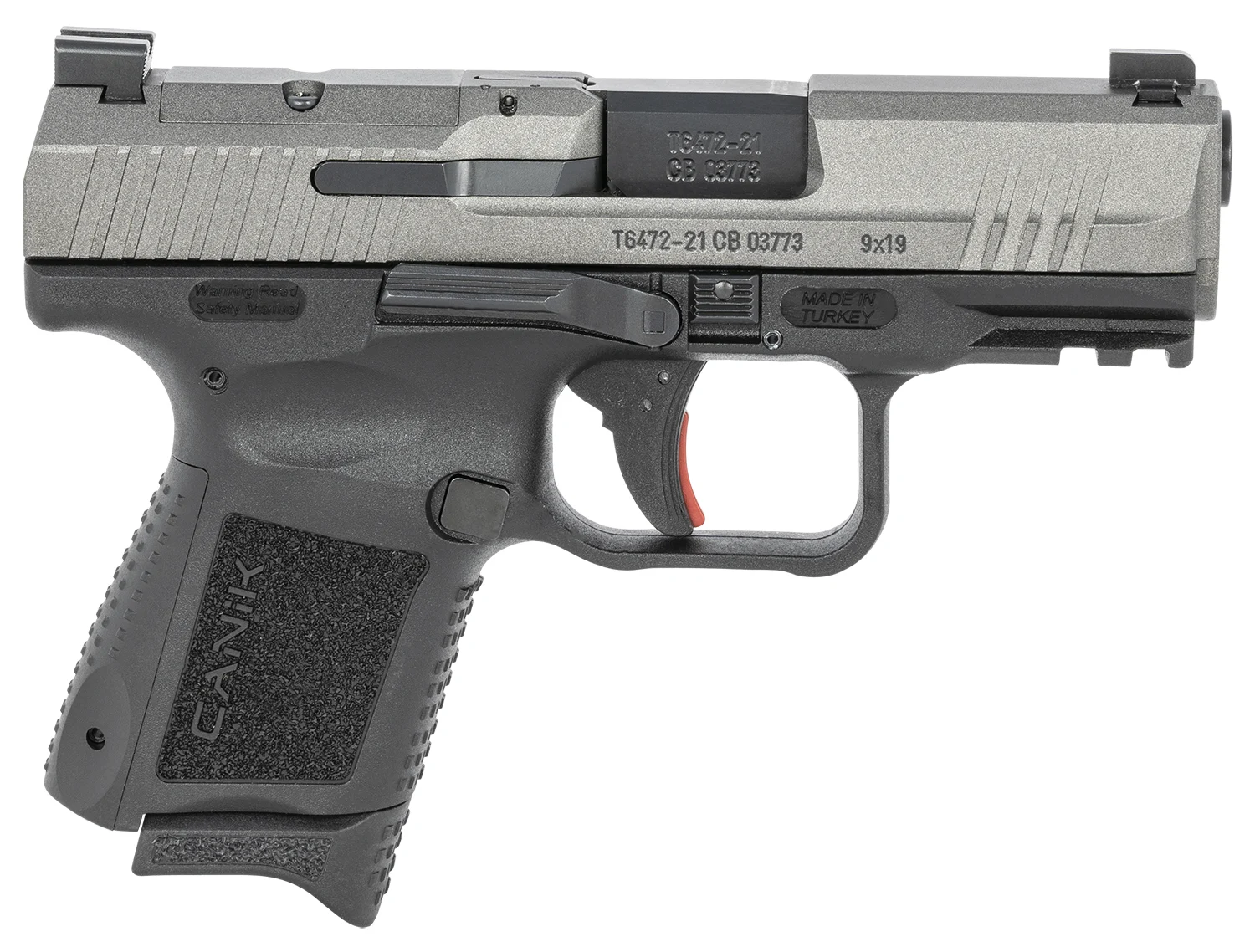 Canik HG6597TN TP9 Elite Subcompact 9mm Luger 3.60" 12+1 Black Tungsten Gray Cerakote Steel Slide Black Interchangeable Backstrap Grip