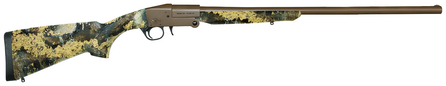 Charles Daly 930338 101 Full Size 20 Gauge Break Open 3" 1rd 26" Flat Dark Earth Cerakote Steel Barrel & Receiver, Fixed TrueTimber Prairie Synthetic Stock