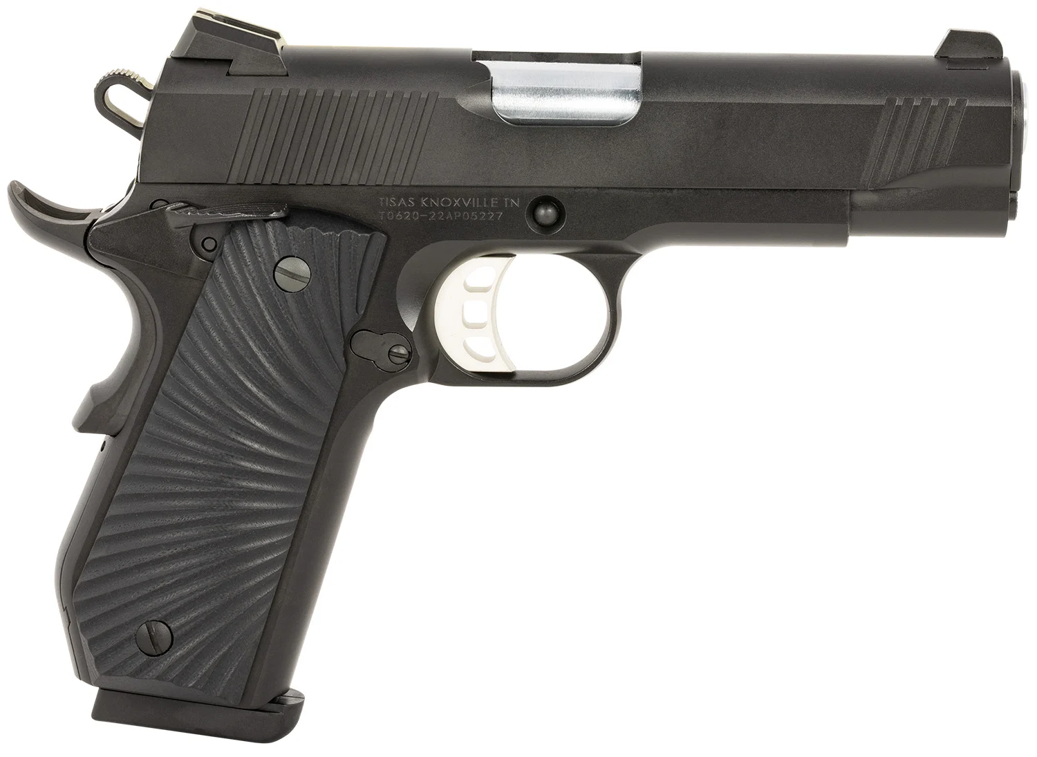 SDS Imports 10100102 1911 Devil Ray Carry 45 ACP 8+1 4.25" Stainless Steel Barrel, Black Cerakote Serrated Steel Slide, Black Cerakote Steel Frame w/Beavertail, Black Sunburst G10 Grips