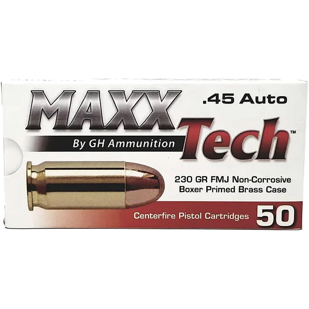 MaxxTech .45 ACP 230gr FMJ Brass – 50rd