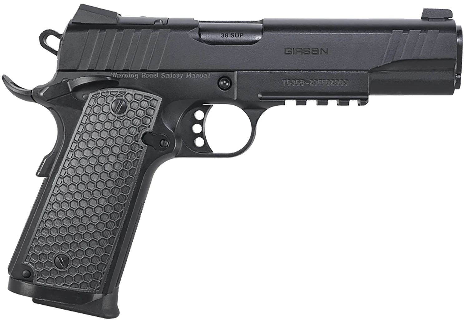 EAA GIRSAN 391047 MC1911 S Influencer Full Size 45 ACP 8+1 5" Blued Steel Barrel, Black Optic Ready/Serrated Steel Slide & Frame w/Picatinny Rail & Beavertail, Black Polymer Grip