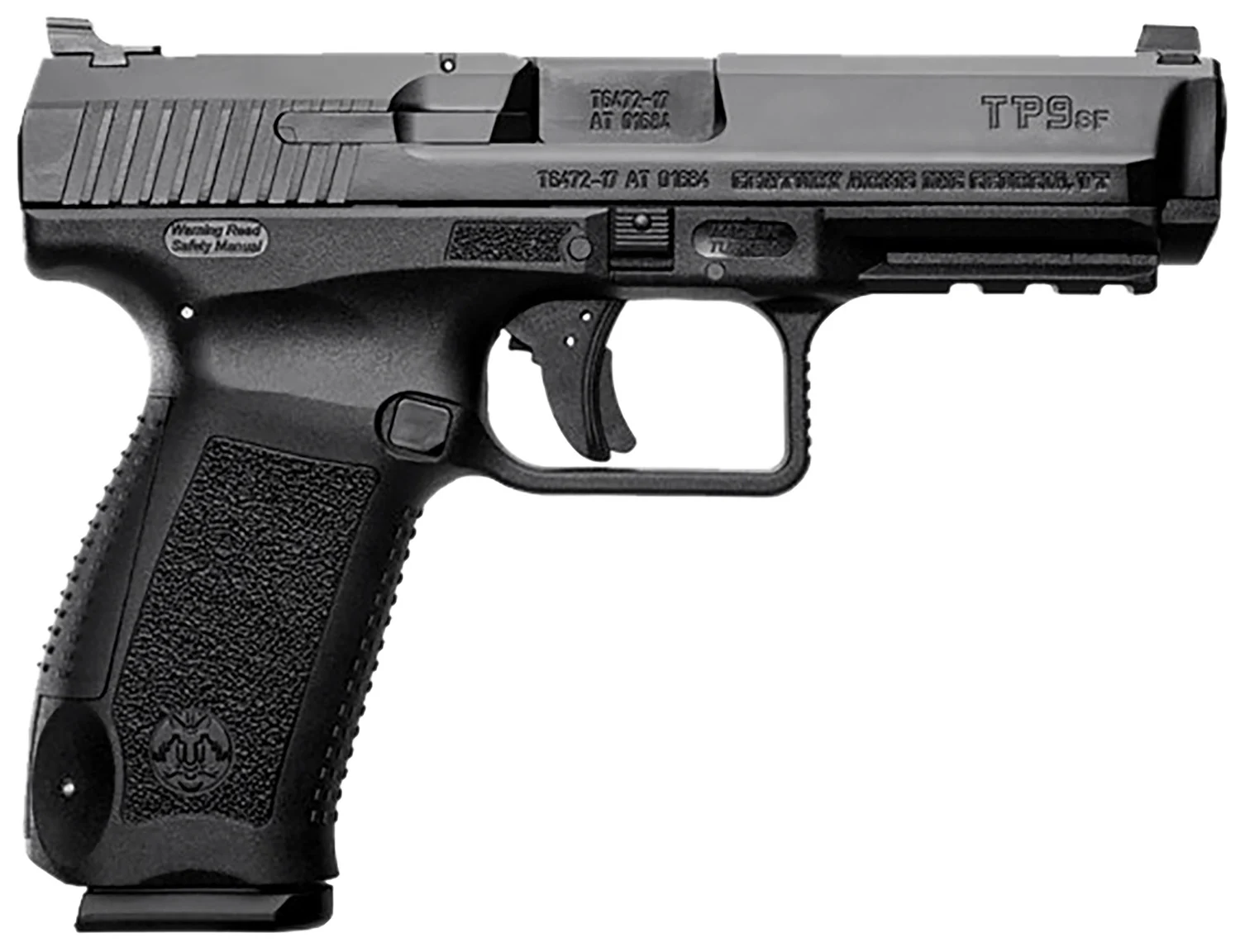 Canik HG4865N TP9 SF Full Size 9mm Luger 18+1 4.46" Black Nitride Match Grade Barrel, Black Cerakote Serrated Steel Slide & Polymer Frame w/Picatinny Rail, Black Interchangeable Backstrap Grip