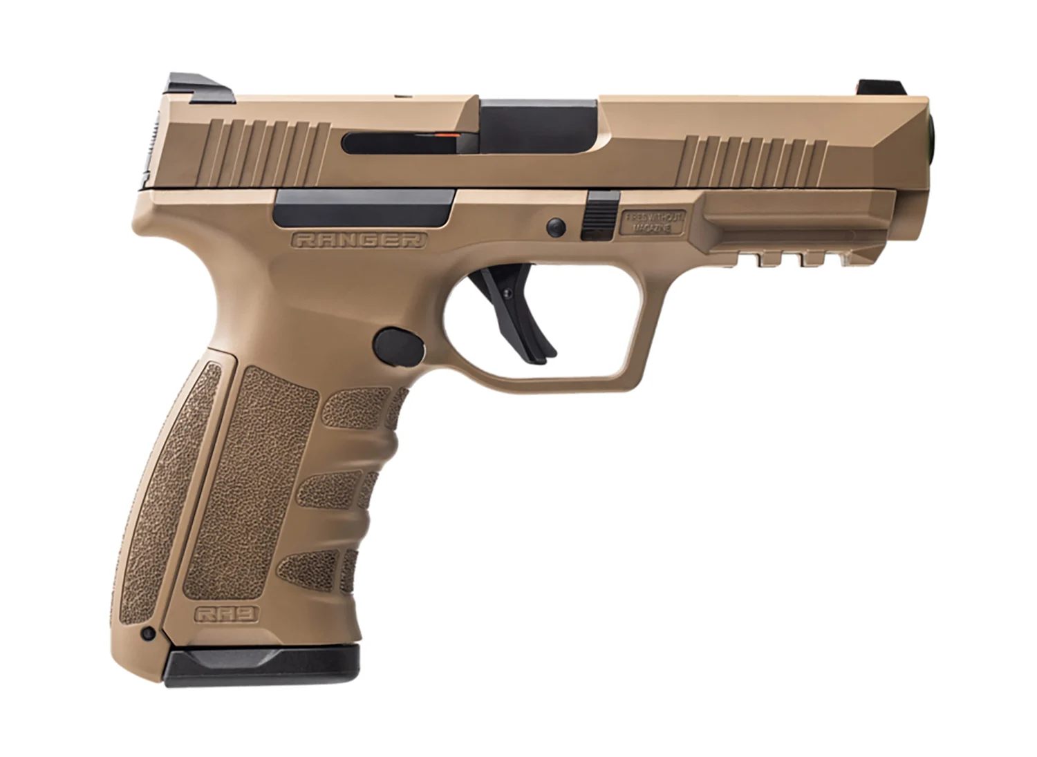 Dickinson LLC RA9FED RA9  9mm Luger 17+1 4.25" Black Steel Barrel, Flat Dark Earth Cerakote Serrated Aluminum Slide, Flat Dark Earth Polymer Frame w/Accessory Rail - Breda/Dickinson