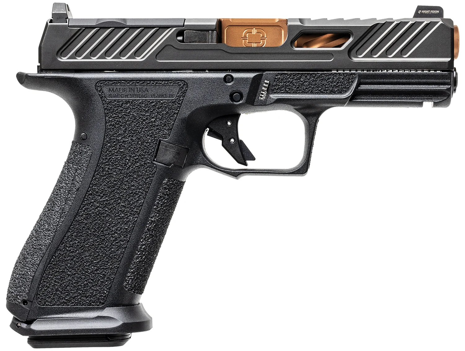 Shadow Systems SS3039CA XR920 Elite 9mm 10+1 Bronze TICN Black Nitride Optic Cut/Serrated/Window Cut Stainless Steel Slide Black Black Interchangeable Backstrap Grip *CA Compliant