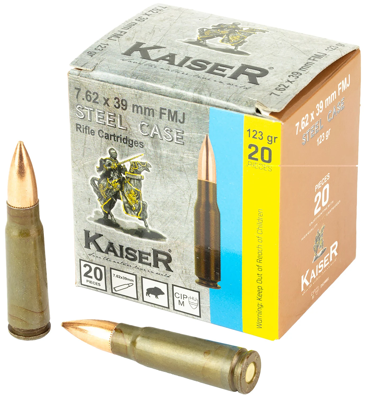Century Arms AM8313 Kaiser 7.62X39 123gr Full Metal Jacket 20 Per Box/50 Case