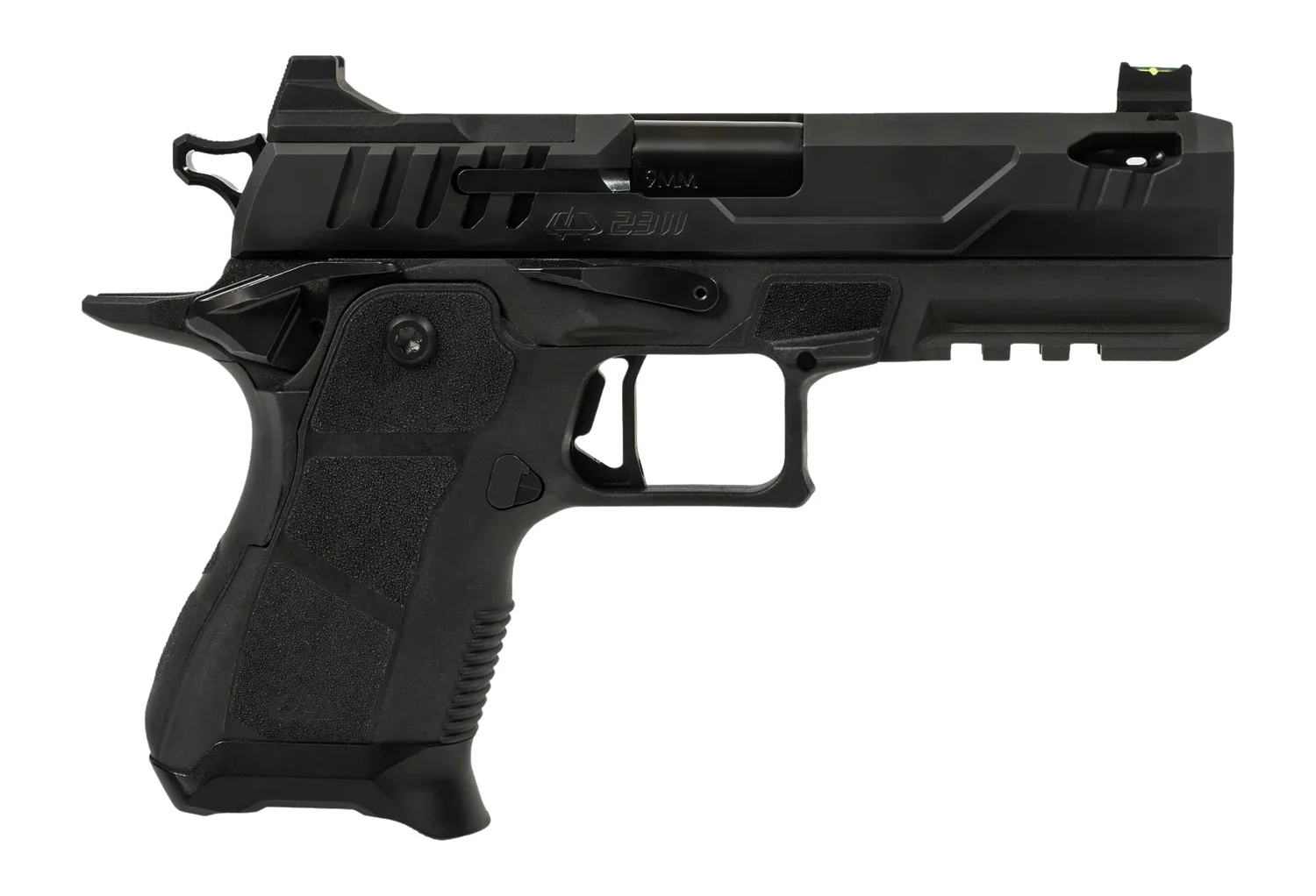Oa Defense  2311 Pro Compact Frame 9mm Luger 15+1 4.25" Ported Barrel, DLC Black Steel Optic Ready/Serrated Slide, Black Aluminum Frame w/Picatinny Rail, Black Polymer Grip, Ambidextrous - OA Defense