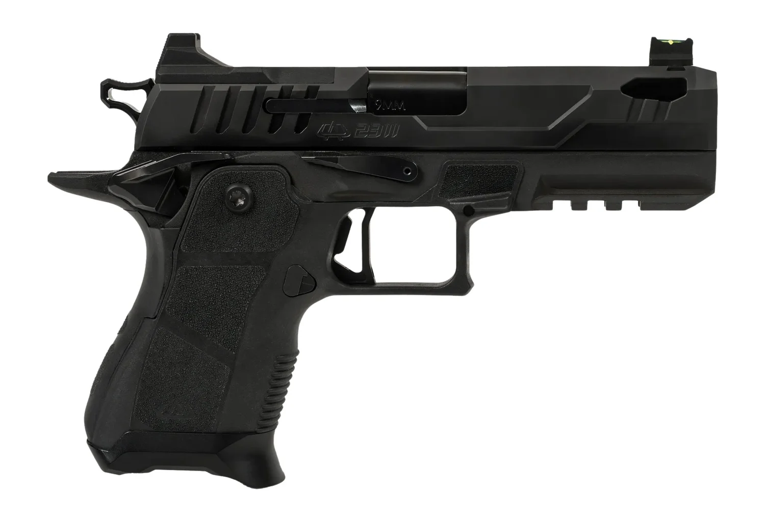 Oa Defense  2311 Pro Compact Frame 9mm Luger 15+1 4.25" DLC Black Steel Optic Ready/Serrated Slide, Black Aluminum Frame w/Picatinny Rail, Black Polymer Grip, Ambidextrous - OA Defense