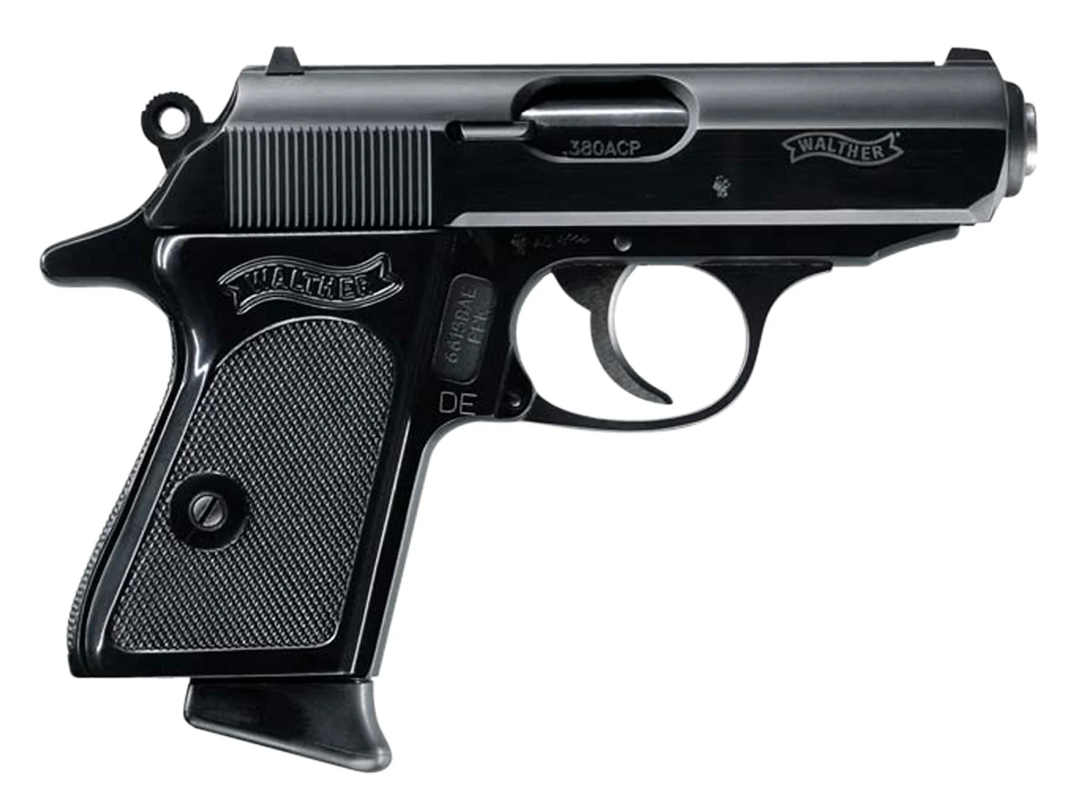 Walther Arms 4796002 PPK 380 ACP 6+1 3.30" Black Steel Barrel, Black Serrated Zinc Alloy Slide, Black Aluminum Frame w/Beavertail, Black Polymer Grip, Manual Thumb Safety