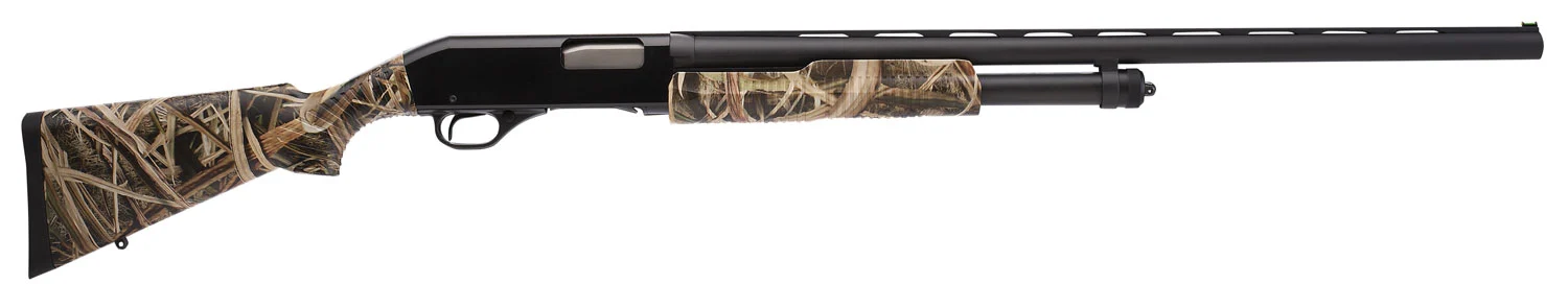 Stevens 22562 320 Field 12 Gauge Pump 3" 5+1 28" Matte Black Vent Rib Barrel, Matte Black Aluminum Drilled & Tapped Receiver, Fixed Mossy Oak Shadow Grass Blades Synthetic Stock, Ambidextrous