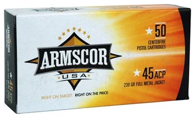 Armscor .45 ACP 230gr FMJ Brass – 50rd