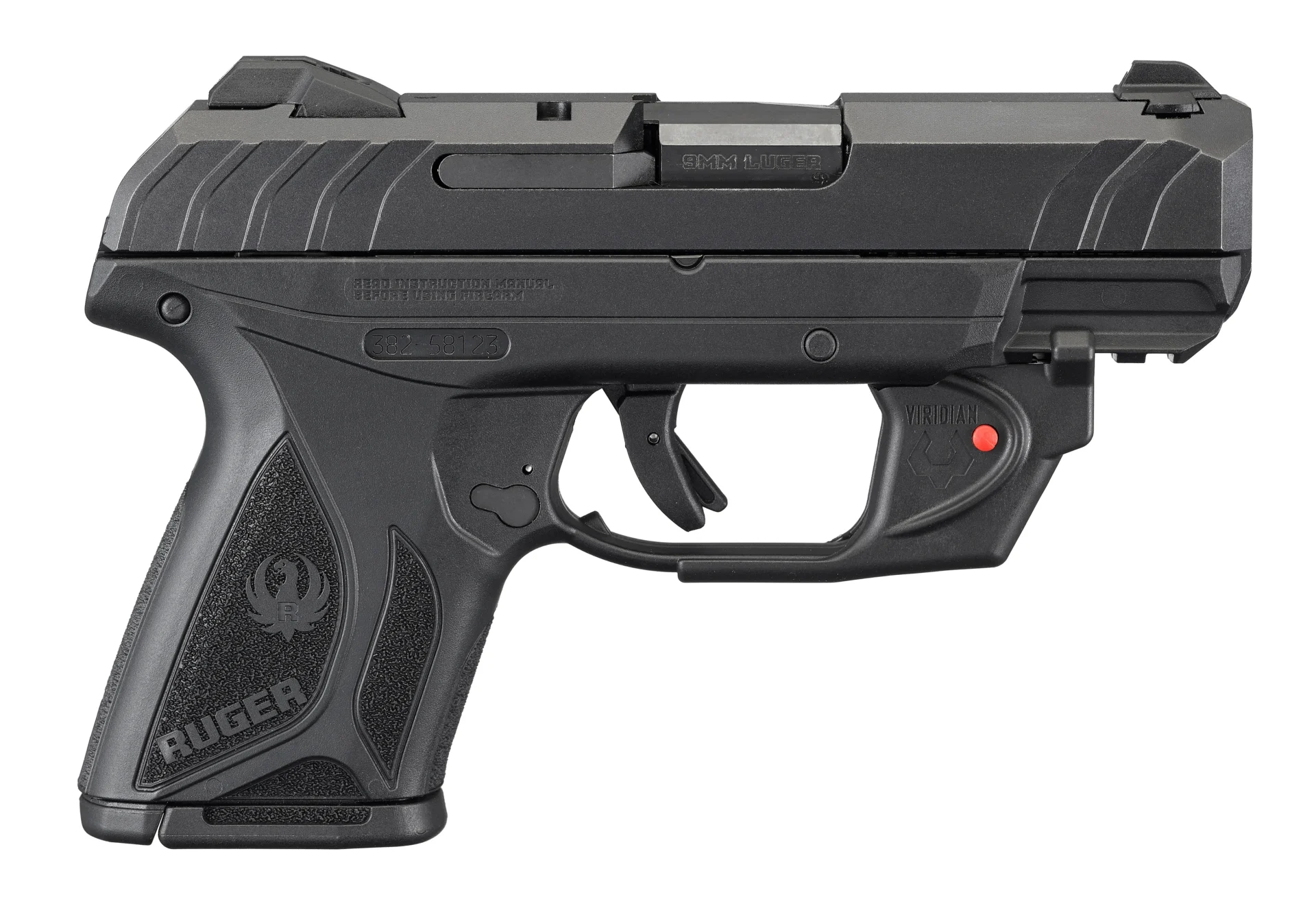 RUGER SECURITY-9MM 3.4" PSTL BLK/BLK 10+1 MS W/ VIR LSR