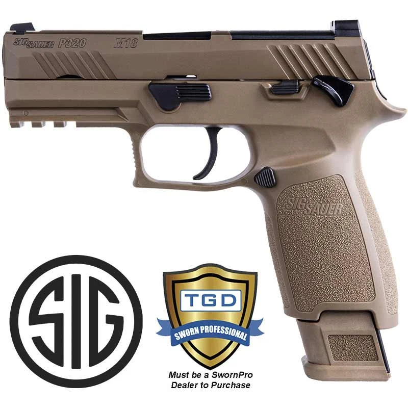 P320 M18 9MM 3.9 inch barrel 1-17 Round and 2-21Round Mags Coyote with Night Sig - Sig Sauer