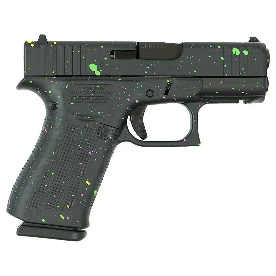 Glock 43X "Multi-Color Paint Splatter" Black Handgun 9mm Luger 10rd Magazines(2) 3.41" Barrel Accessory Rail USA Made - Glock
