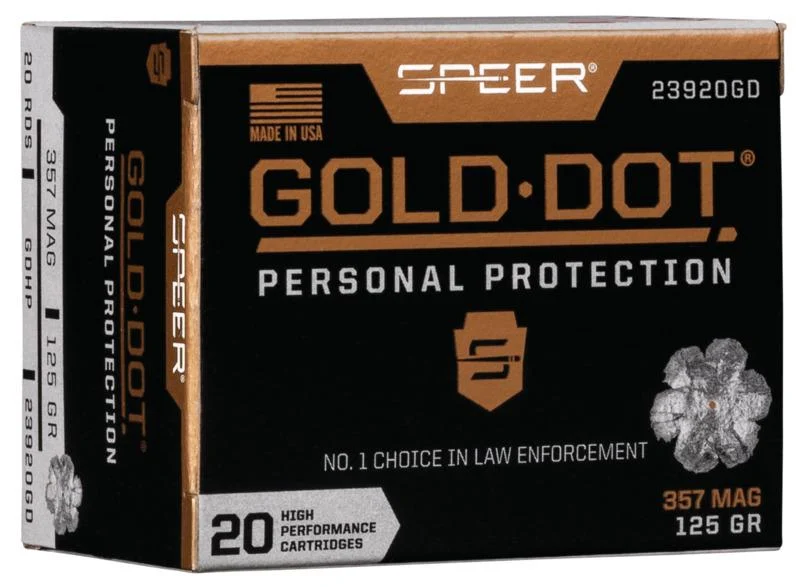 SPEER GOLD DOT 357 MAG 125G GDHP 20RD BX 200RD CASE