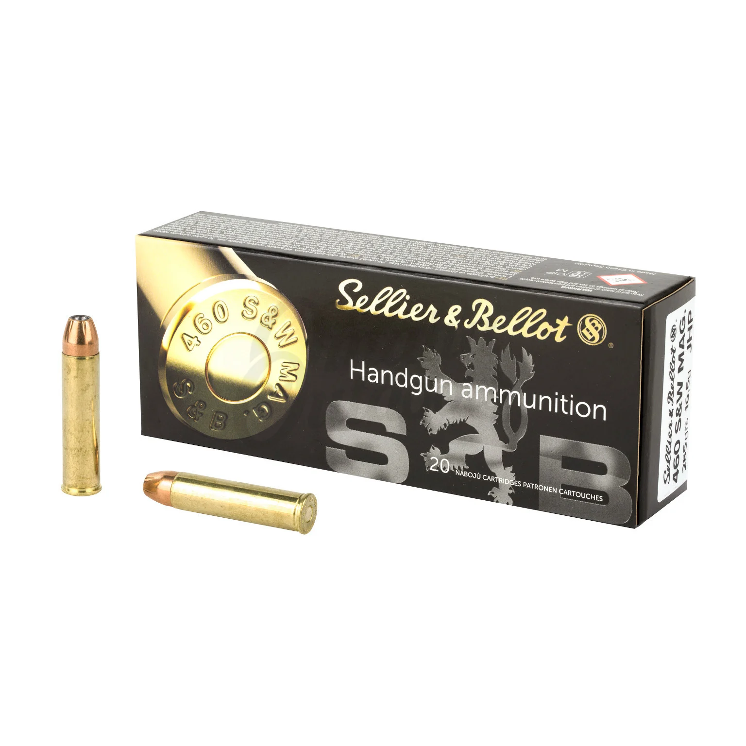SELLIER & BELLOT 460 S&W MAG 255GR FMJ 20RD BOX 12 BOXES PER CASE