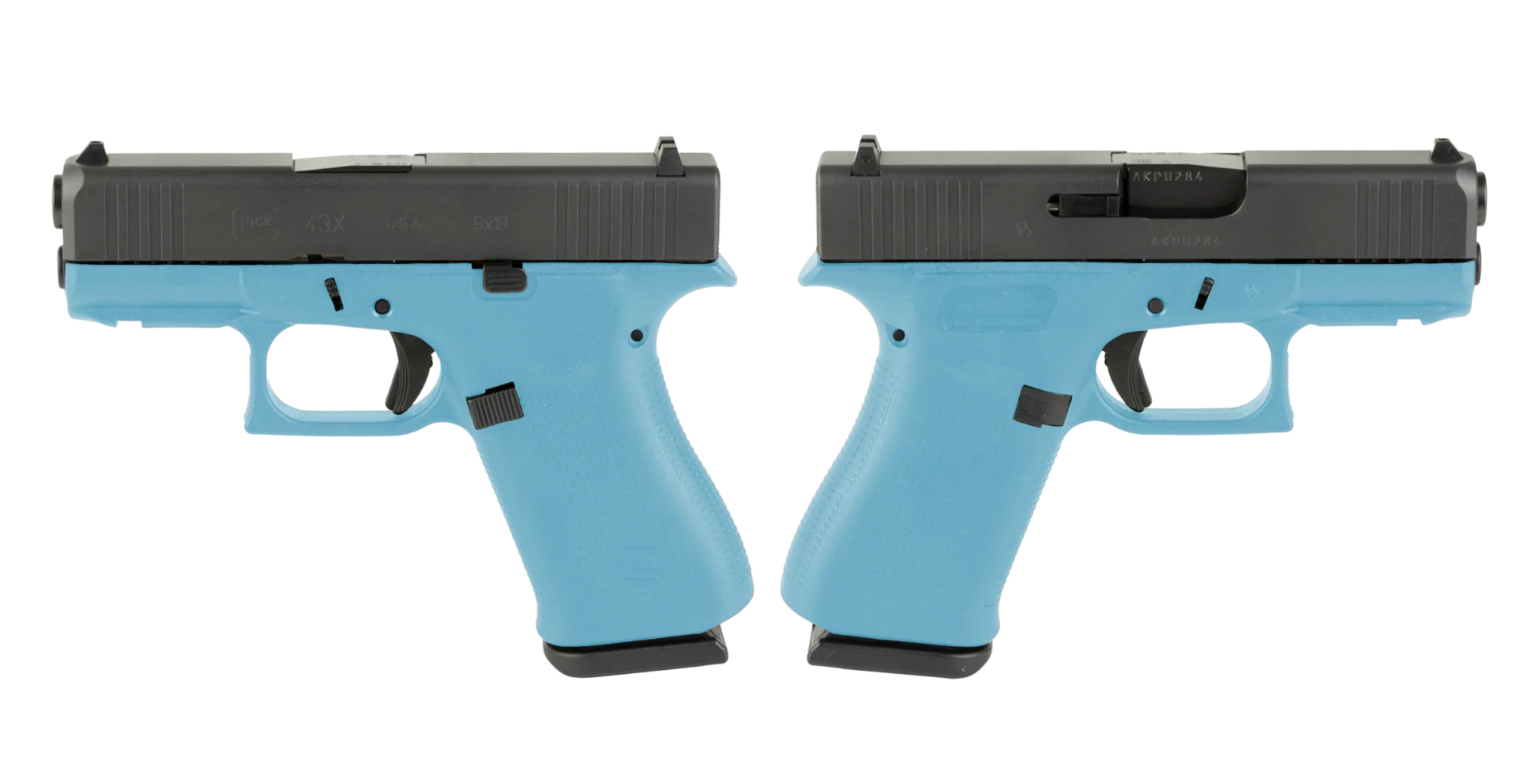 GLOCK G43X 9MM PISTOL 3.41" TIFFANY BLUE NIGHT SIGHTS 2-10RD MAGS